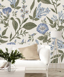 Fashionable White Wallpaper with Wildflowers Vogue