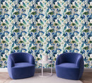 Modish Blue Leaves Wallpaper Vogue