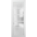 Quadro 4002 White Silk Barn Door Slab with Frosted Glass