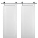 Quadro 4111 White Silk Double Barn Door | Black Rail