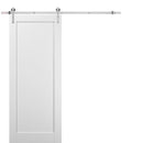 Quadro 4111 White Silk Barn Door and Silver Finish Rail