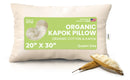 Organic Kapok Sleep Bed Pillows with 100% Organic Cotton Fabric - Plant Based Vegan