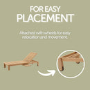 Cancun Natural Teak Outdoor Chaise Lounger with Side Table