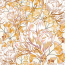 Stylish Large Beige Flowers Wallpaper Fashionable
