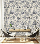 Girl and Flowers Pattern Wallpaper