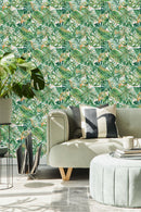 Modish Green Leaves Wallpaper Chic