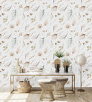 Watercolor Beige Flowers Wallpaper