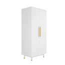 Mid-Century Modern 2-Door Bedroom Armoire Wardrobe Cabinet in White