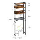 Over the Toilet Storage Freestanding Modern Black Metal Brown Wood Shelving Unit