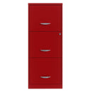 Red Metal 3-Drawer Vertical Key Locking Filing Cabinet