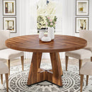 Farmhouse 47-inch Round Kitchen Dining Table in Vintage Brown Wood Finish