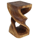 Haussmann Wood Rectangular Double Twist End Table 12x14x23 in Height Walnut Oil