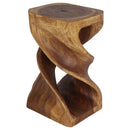 Haussmann Wood Rectangular Double Twist End Table 12x14x23 in Height Walnut Oil