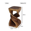 Haussmann Wood Rectangular Double Twist End Table 12x14x23 in Height Walnut Oil