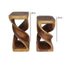 Haussmann Wood Rectangular Double Twist End Table 12x14x23 in Height Walnut Oil