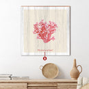 Personalized Coastal Town Location Name Pink Coral Wooden Sign | Customizable Wall Art Print on Real Wood