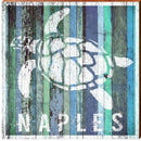 Naples Sea Turtle Coastal Blue Boards | Wall Art Print on Real Wood