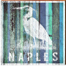 Naples Heron Coastal Blue Boards | Wall Art Print on Real Wood