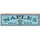 Naples Sea Turtle Blue Latitude Longitude | Wall Art Print on Real Wood