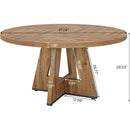 Modern Kitchen 4-Person Circular Dining Table in Retro Brown Wood Finish