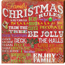 Family Christmas Rules | Wall Art Print on Real Wood