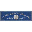 Long Beach Island Sand Dollar Navy Latitude Longitude | Wall Art Print on Real Wood