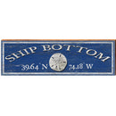 Ship Bottom Sand Dollar Navy Latitude Longitude | Wall Art Print on Real Wood