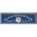 Manahawkin Sand Dollar Navy Latitude Longitude | Wall Art Print on Real Wood