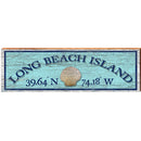 Long Beach Island Sea Shell Blue Latitude Longitude | Wall Art Print on Real Wood
