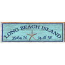 Long Beach Island Starfish Blue Latitude Longitude | Wall Art Print on Real Wood