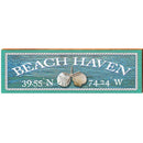 Beach Haven Triple Shells Water Latitude Longitude | Wall Art Print on Real Wood