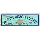 North Beach Haven Sea Shell Green Latitude Longitude | Wall Art Print on Real Wood