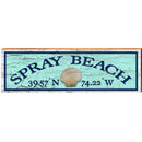 Spray Beach Sea Shell Green Latitude Longitude | Wall Art Print on Real Wood
