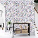 Elegant White Wallpaper with Wildflowers Vogue