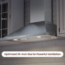 Rangaire 36" Wall-Mounted Range Hood 580 CFM Convertible  Stainless Steel  RHWMP36S