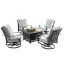 Aluminum 48-in Rectangular Patio Fire Table and Swivel Rocker Set