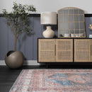 Baltinglass Rust & Blue Washable Area Rug - Clearance