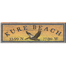 Kure Beach Pelican Sunburst Latitude Longitude | Wall Art Print on Real Wood