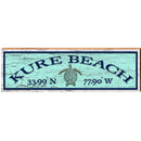 Kure Beach Sea Turtle Green Latitude Longitude | Wall Art Print on Real Wood