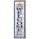 Welcome Kure Beach Triple Shells White Vertical Latitude Longitude | Wall Art Print on Real Wood