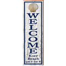 Welcome Kure Beach Shell White Vertical Latitude Longitude | Wall Art Print on Real Wood