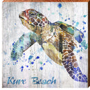Kure Beach Watercolor Sea Turtle | Wall Art Print on Real Wood