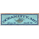 Ocean City, Maryland Blue Crab Wooden Sign | Wall Art Print on Real Wood | Blue Latitude Longitude
