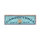 Carpinteria Shell Blue Latitude Longitude | Real Wood Wall Art Print ROX2