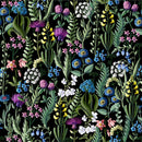 Elegant Wildflowers on Black Background Wallpaper Fashionable