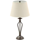 Traditional Bronze Metal Finish Table Lamp with Beige Linen Shade