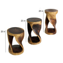 Haussmann Round Wood Twist End Table 14 in DIA x 26 in Height Walnut Oil