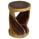 Haussmann Round Wood Twist End Table 14 in DIA x 20 in Height Walnut Oil