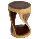 Haussmann Round Wood Twist End Table 14 in DIA x 20 in Height Walnut Oil