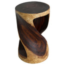 Haussmann Round Wood Twist End Table 14 in DIA x 23 in Height Walnut Oil